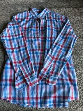 Vineyard Vines Red, Blue & White Plaid Cotton Button-Down Shirt
